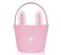 Richaa Easter Basket for Kids, Woven Bunny Egg Hunt Basket with Handle, Empty Easter Gifts Buckets for Boys, Girls