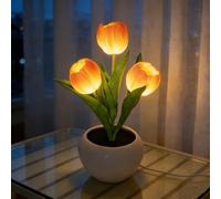 Richaa Orange Tulip Lamp, 3 Flower Tulips Night Light, Flower Tulips Table Lamp Mother's Day Christmas Birthday Thanksgiving Gift for Women Girlfriend Grandma-USB Power