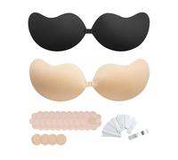 Richaa Stick on Bra, 2 Pairs Backless Bras for Women, Push up Bra for Women, Adhesive Strapless for Backless Dress & Strapless Dress Nude Halter Neck Bras