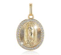 Richapex 18K Gold Necklace for Men Women, Virgin Mary Pendant, Mens Chain Necklaces, Women Necklace