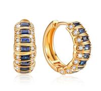 Richapex Sapphire Earrings for Women, 18K Gold Plated Crystal Flower Small Hoop Earrings