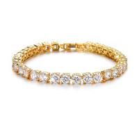 Richapex Women's Tennis Bracelet 18k Gold Plated Square Bracelet, Embellished with Crystals and Cubic Zirconia, A Fashion jewelry Gifts for Valentine's Day & Mother's Day (Tennis)