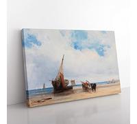 Richard Bonington Beached Vesselsn Trouville France Classic Painting Canvas Wall Art Print Ready to Hang, Framed Picture for Living Room Bedroom Home Office Décor, 60x40 cm (24x16 Inch)