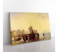 Richard Bonington Fish market Classic Painting Canvas Wall Art Print Ready to Hang, Framed Picture for Living Room Bedroom Home Office Décor, 60x40 cm (24x16 Inch)