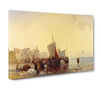 Richard Bonington Fish market Classic Painting Canvas Wall Art Print Ready to Hang, Framed Picture for Living Room Bedroom Home Office Décor, 24x16 Inch (60x40 cm)