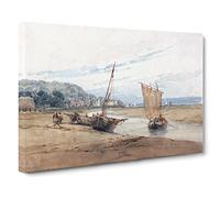 Richard Bonington Near Honfleur Classic Painting Canvas Wall Art Print Ready to Hang, Framed Picture for Living Room Bedroom Home Office Décor, 24x16 Inch (60x40 cm)