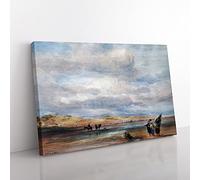 Richard Bonington Shrimpers on Lancaster Sands Classic Painting Canvas Wall Art Print Ready to Hang, Framed Picture for Living Room Bedroom Home Office Décor, 60x40 cm (24x16 Inch)