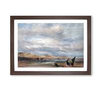 Richard Bonington Shrimpers on Lancaster Sands Framed Print A2 Walnut