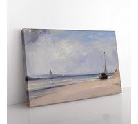 Richard Bonington The Boats Classic Painting Canvas Wall Art Print Ready to Hang, Framed Picture for Living Room Bedroom Home Office Décor, 60x40 cm (24x16 Inch)