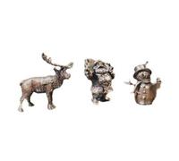 Richard Cooper Butler & Peach Detailed Small Solid Hot Cast Bronze - Christmas Set Snowman Father Christmas Reindeer