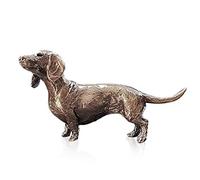 Richard Cooper & Company Solid Bronze Miniature Dachshund, Rich Brown Chestnut Patina, 4.3 x 1.3 x 2.3 cm