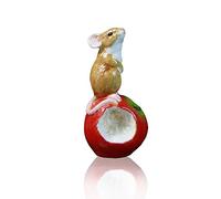 Richard Cooper Studio Fine Mouse on Apple, Hand Painted Bone China, 3.2 x 3.2 x 6.5 cm