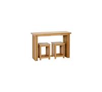 Richard Foldaway Dining Set (2 Stools) - Sustainably-Sourced Rubberwood Table with Drop-Leaf Sides