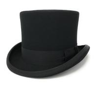Richard Paul Black Wool Felt Top Hat, 5 Inch Height, for Royal Ascot, Horse Racing, Funeral Directors, Morning Wear, Evening Dress & White Tie (UK, Alpha, XXL)