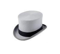 Richard Paul Grey Wool Felt Top Hat, 5 Inch Height, for Royal Ascot, Horse Racing, Funeral Directors, Morning Wear, Evening Dress & White Tie (UK, Alpha, XL)