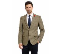 Richard Paul Men's Fawn Check Herringbone Tweed Blazer, Wool Jacket for Horse Racing and Shooting, Casual and Formal Events (UK, Numeric, 40, Regular, Regular)