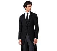 Richard Paul Men's Plain Black Tailcoat Jacket, 100% Wool, Lightweight, Single Button, for Wedding, Royal Ascot, Epsom & Formal Events (UK, Numeric, 40, Regular, Regular)