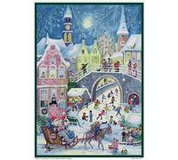 Richard Sellmer Verlag Nostalgic Advent Calendar Christmas Calendar with Glimmer for Children and Adults Colourful Push on the Bridge