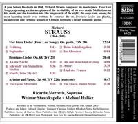 RICHARD STRAUSS: FOUR LAST SONGS: BRENTANO LIEDER NEW CD