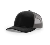Richardson 112 Trucker Hat Structured Classic Adjustable 6 Panel Snapback Cap One Size Fits Most Adults, Men, Women or Youth, Black/Charcoal, One size