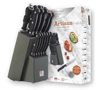 Richardson Sheffield Artisan Kitchen Knife Set with Block, 15 Pieces, Black