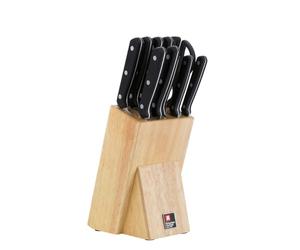 Richardson Sheffield Cucina 10 Piece Knife Block Set, Kitchen Knives with Block, Stainless Steel, Chef Knife Set with Kitchen Scissors - Wood, Silver