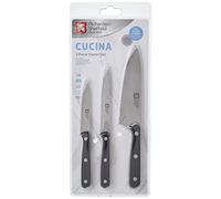 Richardson Sheffield Cucina 3-Piece Knife Starter Set - Black Handles, Stainless Steel Blades - Paring, All-Purpose & Cook’s Knife - Essential Kitchen Cutlery Set
