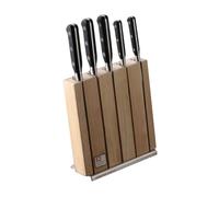Richardson Sheffield Sabatier Trompette 5 Piece Knife Block - Stainless Steel Kitchen Knife Set with Wooden Block - Chef, Bread, Utility & Paring Knives
