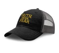 Richardson Soft Mesh Cap Hat Embroidered Faith Over Fear Jesus God Faith Christian Cotton, Black Charcoal Design Only, One size