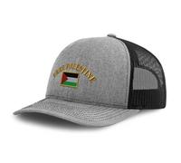 Richardson Trucker Hat Free Palestine Flag Embroidery Polyester Baseball Cap Snapback Heather Grey Black, Heather Grey Black, One size