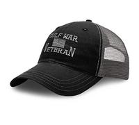 Richardson Trucker Mesh Hat American Veteran Gulf War B Embroidery Cotton Dad Hats for Men & Women Snapback Black Charcoal, Black Charcoal, One size