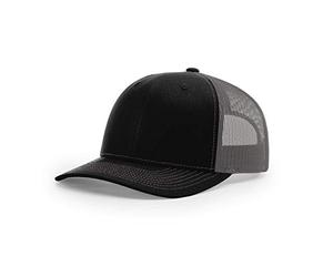 Richardson Unisex 112 Trucker Adjustable Snapback Baseball Cap, Black/Charcoal, One Size