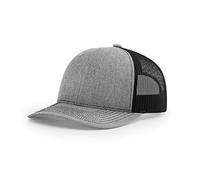 Richardson Unisex 112 Trucker Adjustable Snapback Baseball Cap, Heather Grey/Black, One Size