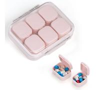 RICHCEE 10 Compartments Daily Pill Organizer for Pocket Purse,Daily Portable Pills Fish Oil/Vitamin/Supplement Box (Pink)