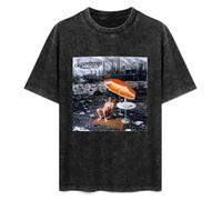 RICHCOLORS Men's Cotton Acid Washed T-Shirts Supertramp Crisis What Crisis Comfortable Fabrics to Accompany You All Summer L Black