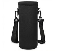 RICHEN Neoprene Water Bottle Carrier Bag with Adjustable Shoulder Strap,Insulated Water Bottle Cover for Stainless Steel/Glass/Plastic Bottles (Charcoal Black, 500ml)