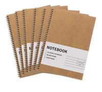 RICHER HOUSE 6 Pack A4 Line Notebook, 120 Pages Kraft Cover Spiral Notebook | Ruled Paper Wirebound Notebooks, 360° Double Wire Binding, Bulk Journal Notepad for School, Study, Office Use, Travel