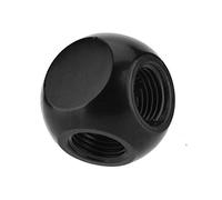 Richer-R G1/4" Tube 4 Ways Fitting Connector, G1/4" Metal Spherical Tube 4 Ways Fitting Connector Made of Brass, and Durable for PC Water Cooling (Black)