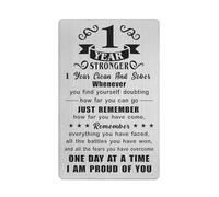 Richesele 1 Year Sober Card - 1 Year Sobriety Gifts for Women Men - 1 Year Clean and Sober Gifts - 1 Yr Addiction Recovery Engraved Wallet Cards Token