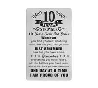Richesele 10 Ten Year AA Sobriety Gifts for Women Men - 10 Years Stronger and Sober Card - 10 Yrs Addiction Recovery Engraved Wallet Cards Token