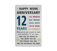 Richesele 12 Years Work Service Card - Thank You 12 Years Work Gifts - Happy 12th Work Anniversary Credit Card Size Keepsake