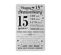 Richesele 15th Anniversary Card - Happy 15 Year Wedding Anniversary Wallet Card - 15 Years Anniversary Decorations Gifts for Husband Wife Him Her