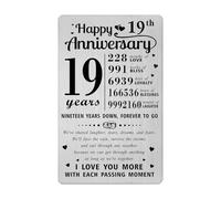 Richesele 19th Anniversary Card - Happy 19 Year Wedding Anniversary Wallet Card - 19 Years Anniversary Decorations Gifts for Husband Wife Him Her