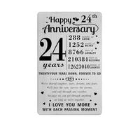 Richesele 24 Year Wedding Anniversary Card - 24th Wedding Anniversary Card - Happy 24 Years Anniversary Decoration Sweet Gifts for Husband Wife