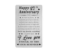 Richesele 27 Years 27th Anniversary Decorations Gifts for Men Women Him - Happy 27 Year Wedding Anniversary Engraved Wallet Card for Husband Wife Her Boyfriend