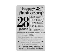 Richesele 28th Wedding Anniversary Card - Happy 28 Years Anniversary Decoration - Silver Greeting Card for Couples