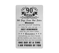 Richesele 3 Months AA Sobriety Gifts for Women Men - 90 Days Stronger and Sober Card - 90 Day Addiction Recovery Engraved Wallet Cards Token