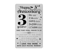 Richesele 3rd Anniversary Card - Happy 3 Year Wedding Anniversary Wallet Card - 3 Years Anniversary Decorations Gifts for Husband Wife Him Her