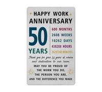 Richesele 50 Years Work Service Card - Thank You 50 Years Work Gifts - Happy 50th Work Anniversary Credit Card Size Keepsake