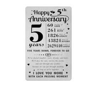 Richesele 5th Anniversary Card - Happy 5 Year Wedding Anniversary Wallet Card - 5 Years Anniversary Decorations Gifts for Husband Wife Him Her
